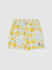 Reiss White Cliff 3-9 yrs Printed Drawstring Swim Shorts - Image 1 of 3