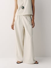 The Set 2 Pack Lightweight Pull-On Wide Leg Jeans Light Blue/Cream Stripe - Image 4 of 8