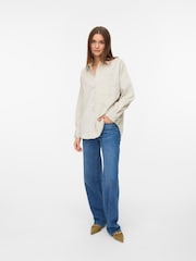 VERO MODA Cream Long Sleeve Corduroy Shirt - Image 2 of 4