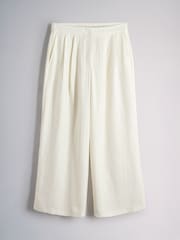 The Set 2 Pack Pleasted Front Wide Leg Trousers With Linen Navy Blue/Cream - Image 6 of 6
