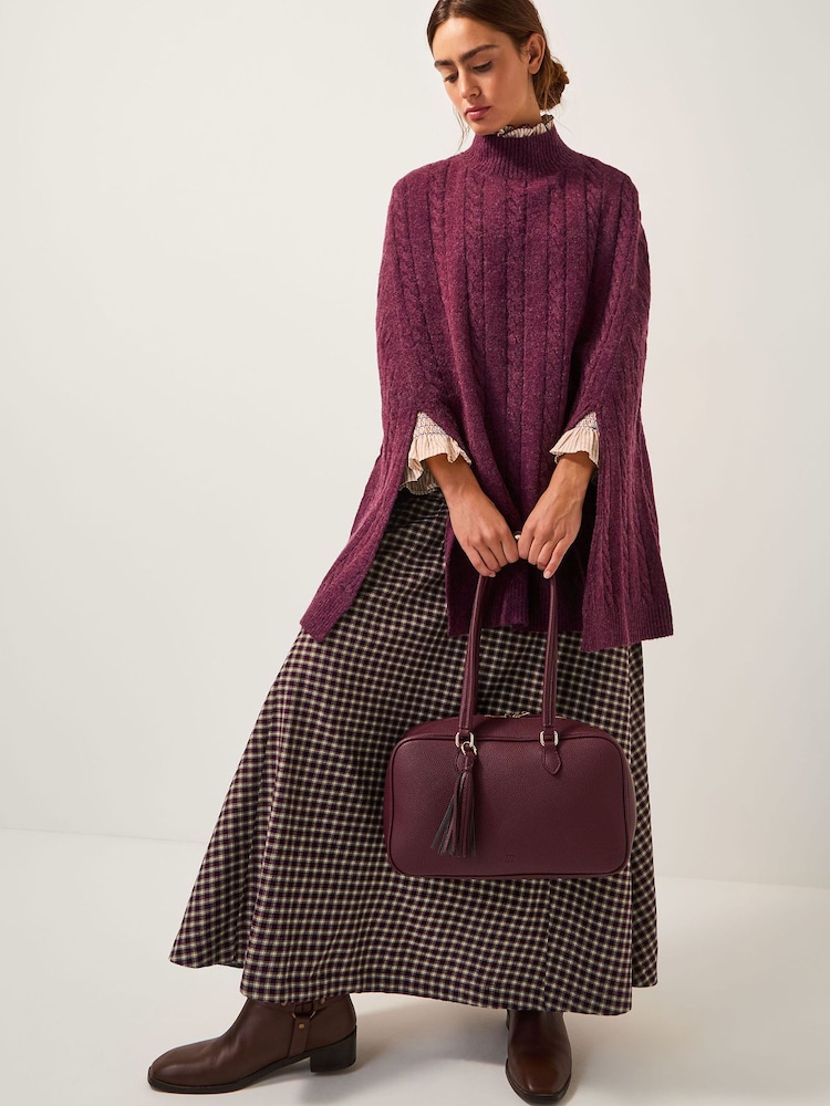 Monsoon Purple Carrie Cable Knit Poncho - Image 1 of 4 Monsoon Purple Carrie Cable Knit Poncho - Image 1 of 4