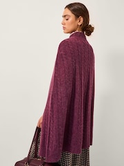 Monsoon Purple Carrie Cable Knit Poncho - Image 4 of 4