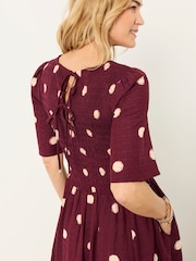 FatFace Burgundy Red Spot Petite Alice Midi Dress - Image 4 of 6