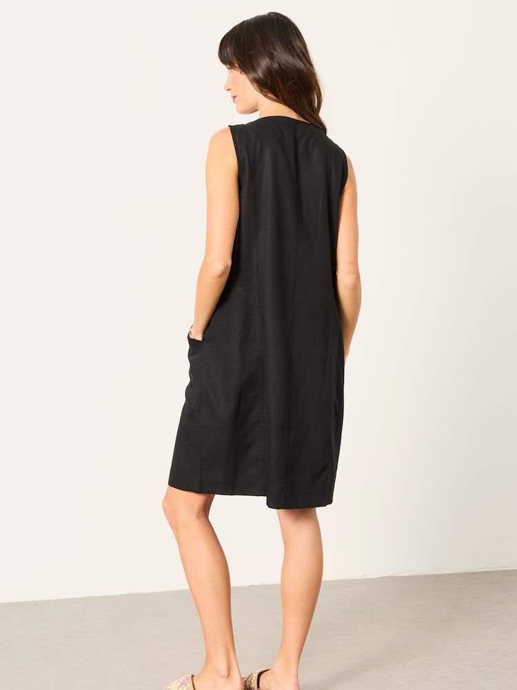 FatFace Jena Black Petite Linen Dress - Image 2 of 6