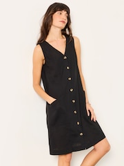 FatFace Jena Black Petite Linen Dress - Image 3 of 6