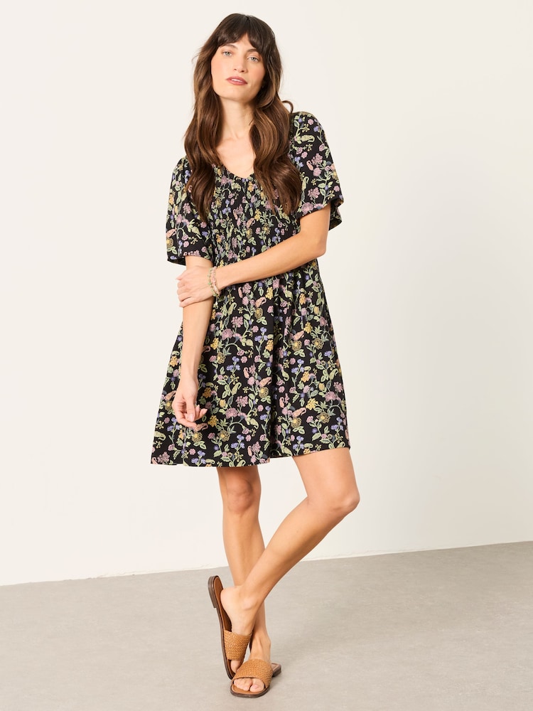 FatFace Black Stitch Paisley Petite Emma Floral Jersey Dress - Image 1 of 4 FatFace Black Stitch Paisley Petite Emma Floral Jersey Dress - Image 1 of 4