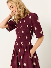 FatFace Burgundy Red Spot Alice Midi Dress - Image 2 of 6