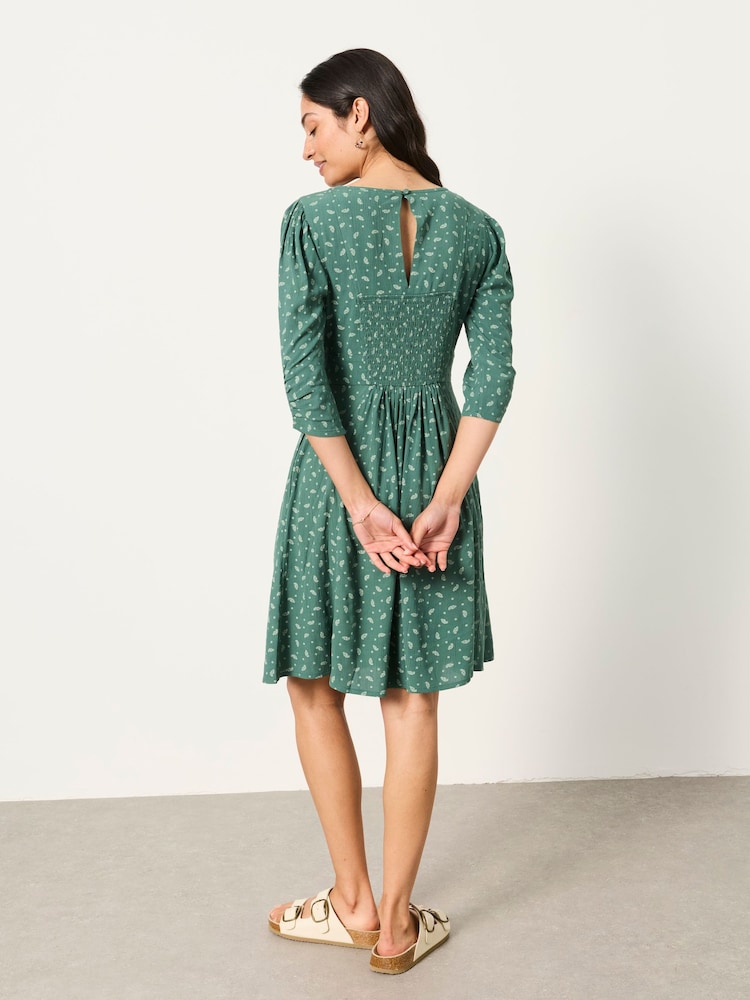 FatFace Anya Green Paisley Mini Dress - Image 2 of 5 FatFace Anya Green Paisley Mini Dress - Image 2 of 5