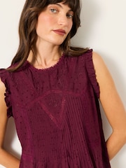 FatFace Burgundy Red Gi Embroidered Blouse - Image 4 of 5