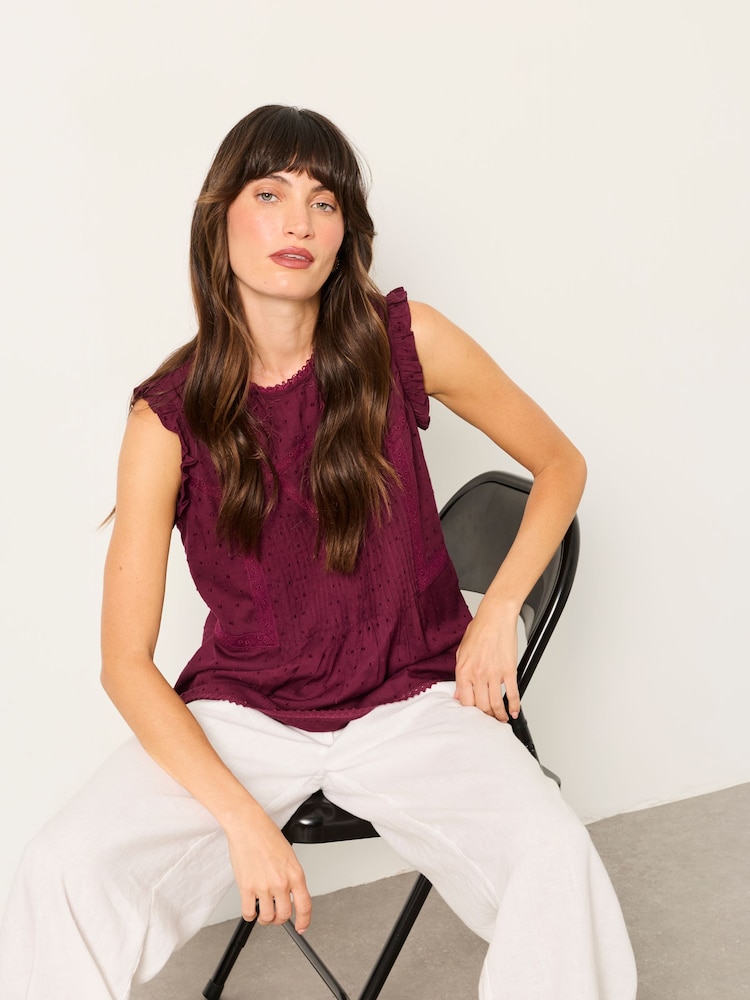 FatFace Burgundy Red Gi Embroidered Blouse - Image 5 of 5