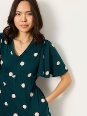 FatFace Dark Teal Spot Jersey Dress - Image 3 of 6