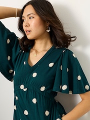 FatFace Dark Teal Spot Jersey Dress - Image 4 of 6