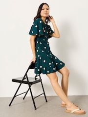 FatFace Dark Teal Spot Jersey Dress - Image 5 of 6