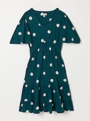 FatFace Dark Teal Spot Jersey Dress - Image 6 of 6