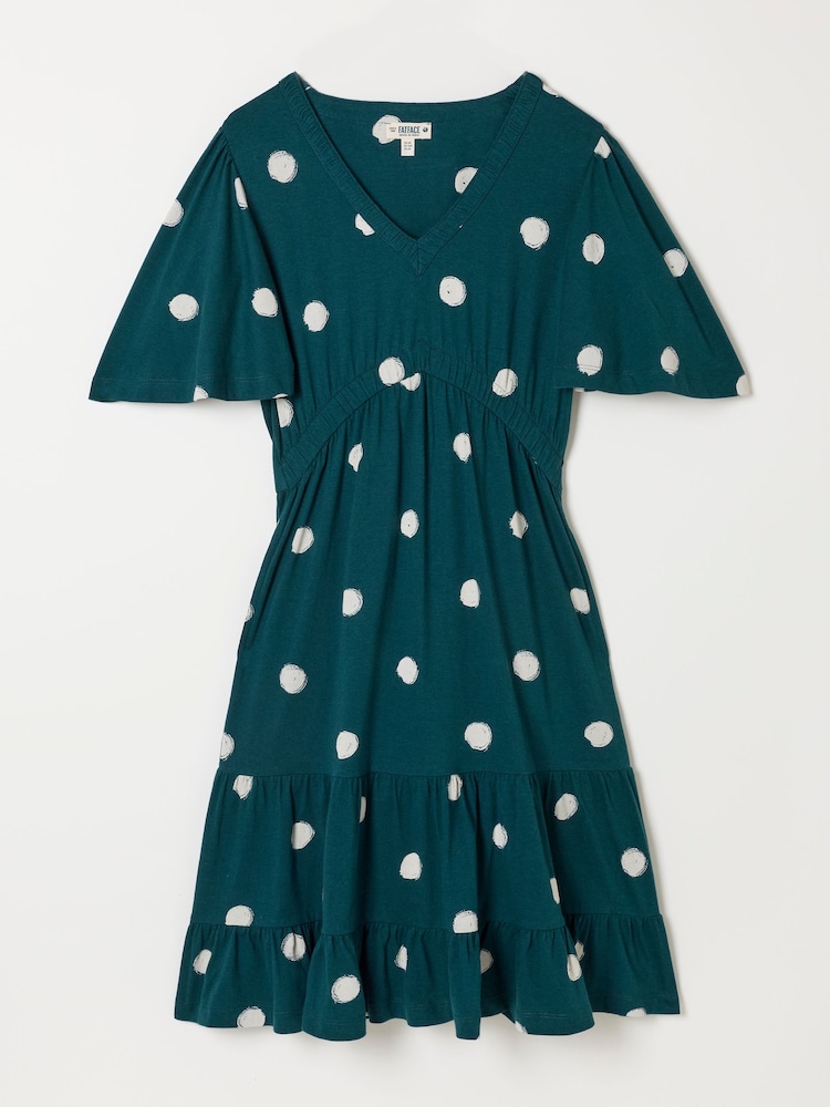 FatFace Dark Teal Spot Jersey Dress - Image 6 of 6