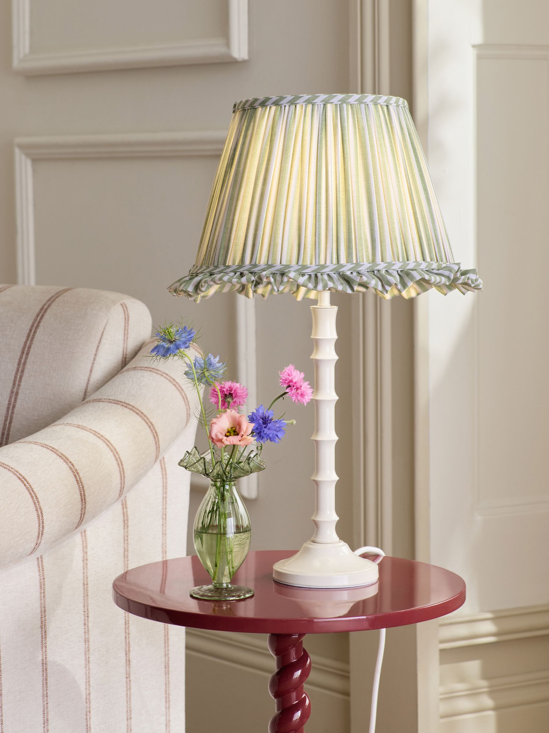Green Stripe Pleated Lamp Shade