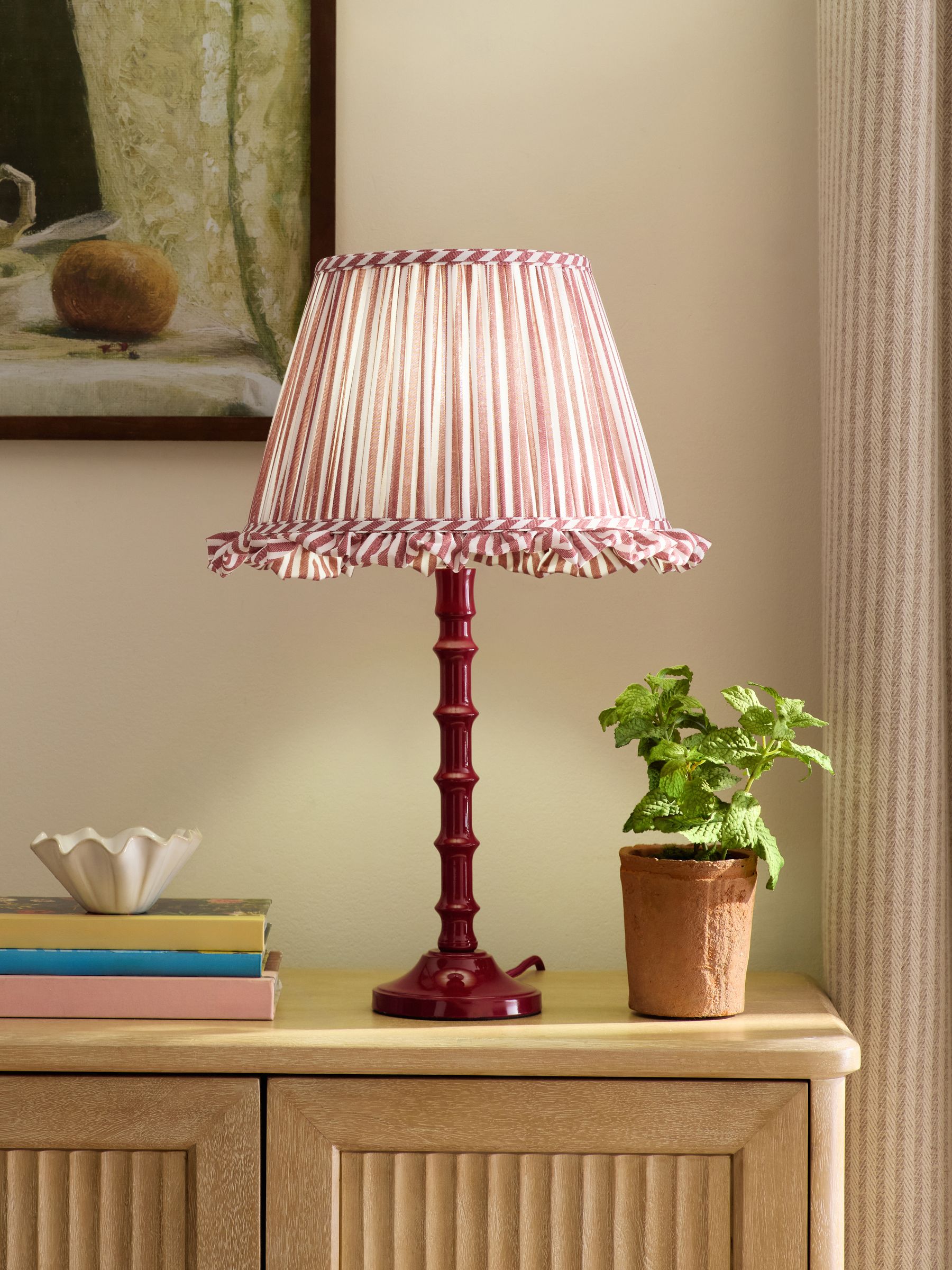 Red Stripe Pleated Lamp Shade