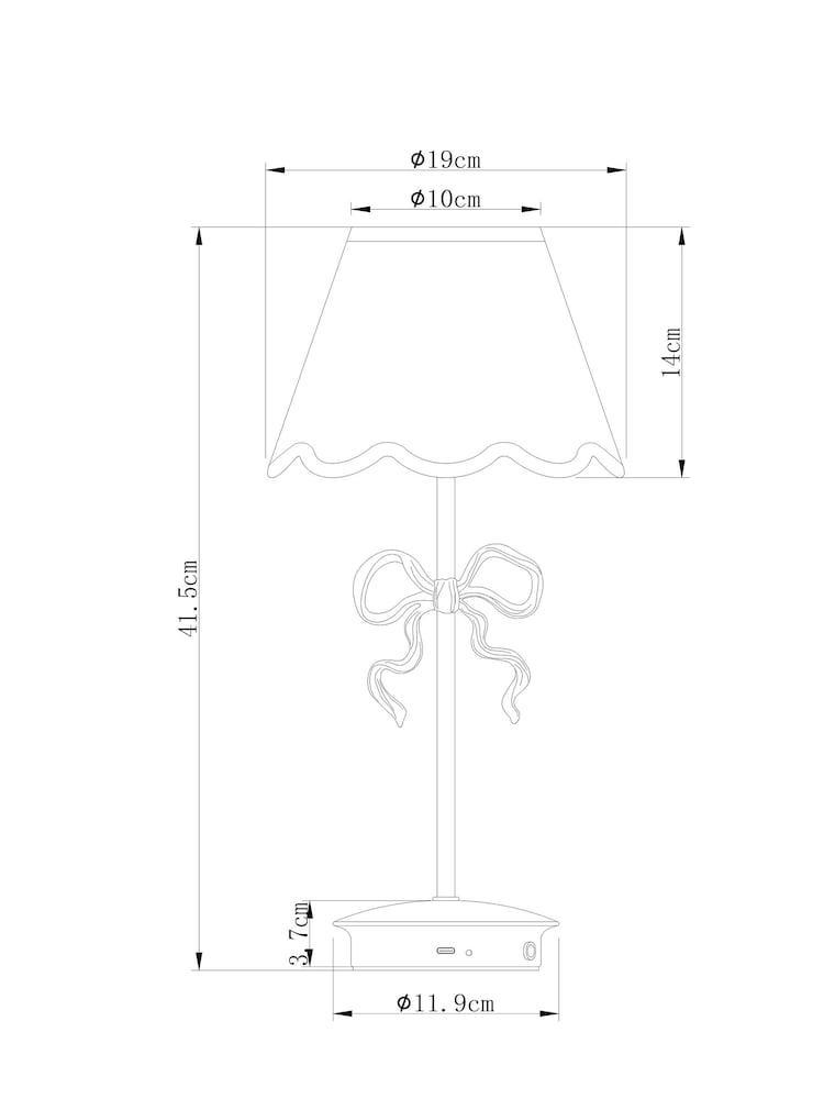 Pink Bow Rechargeable Rechargeable Wireless Table Lamp - Image 2 of 2 Pink Bow Rechargeable Rechargeable Wireless Table Lamp - Image 2 of 2