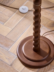 Dark Wood Barley Twist Floor Lamp - Image 5 of 6