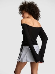 Victoria's Secret Pink Black Off the Shoulder Ruched Rib Top - Image 2 of 2