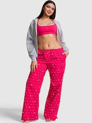 Victoria's Secret Pink Hot Stuff Pink Dog Print Long Split Leg Pyjama Bottoms - Image 1 of 2