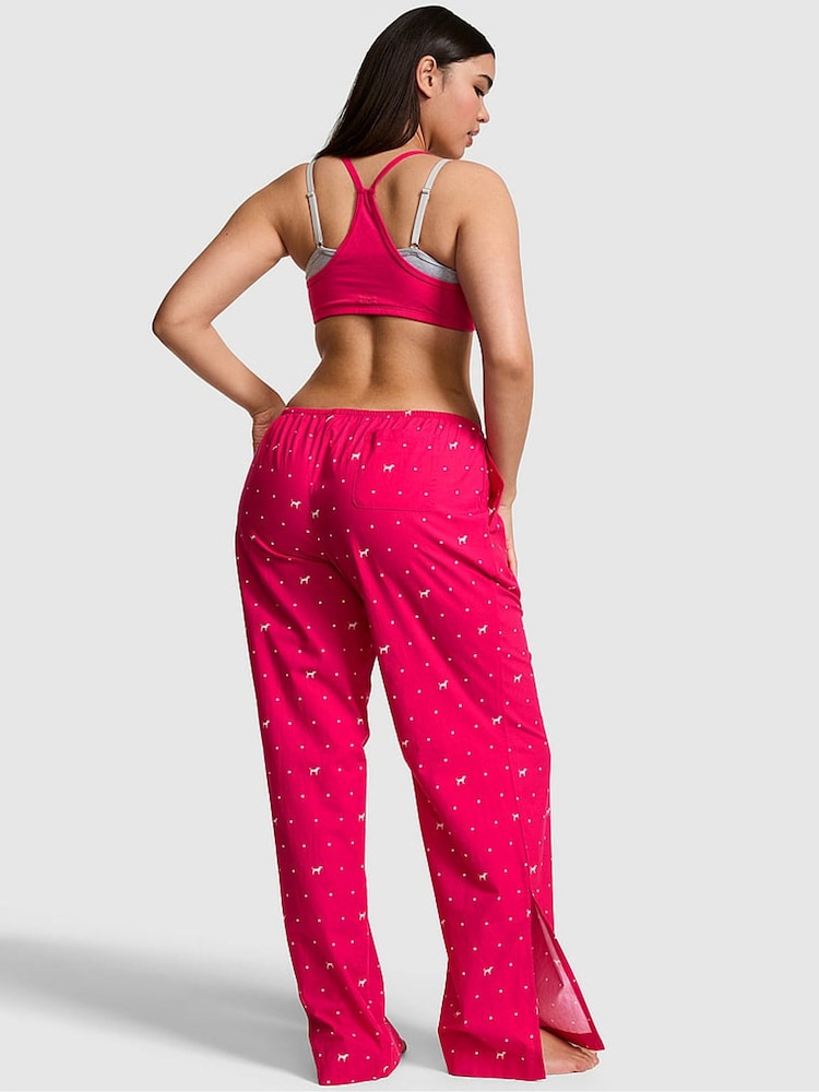 Victoria's Secret Pink Hot Stuff Pink Dog Print Long Split Leg Pyjama Bottoms - Image 2 of 2
