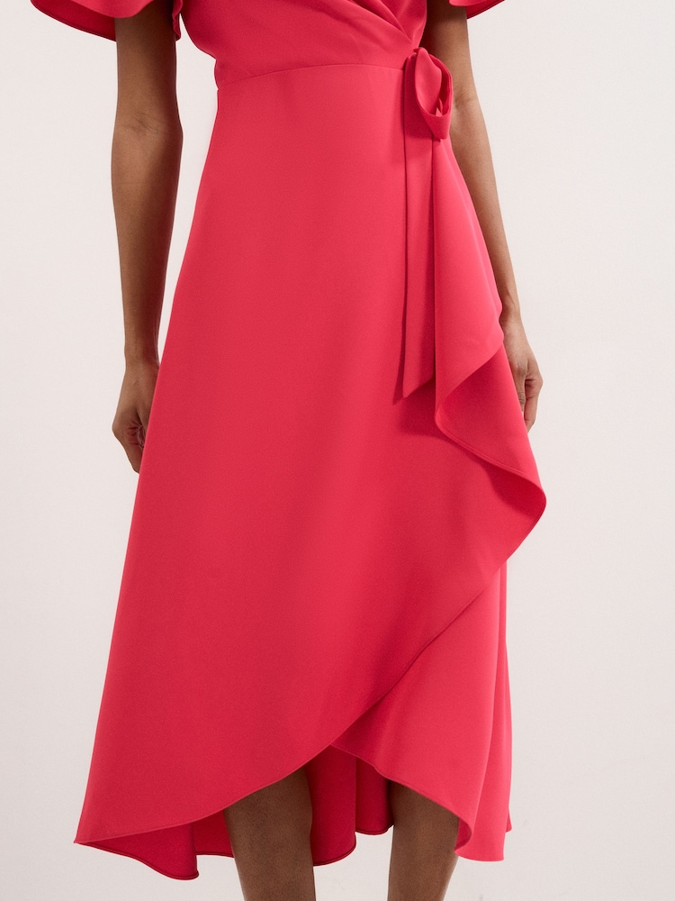 bright pink wrap dress Out Of Your League Wrap Dress