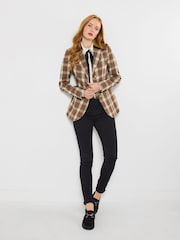 Joe Browns Cream Petite Velour Collar And Trim Check Jacket - Image 5 of 7