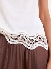 Lipsy White Lace Hem Halter Neck Top - Image 2 of 4