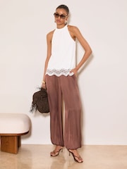 Lipsy White Lace Hem Halter Neck Top - Image 3 of 4