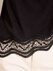 Lipsy Black Lace Hem Halter Neck Top - Image 2 of 5