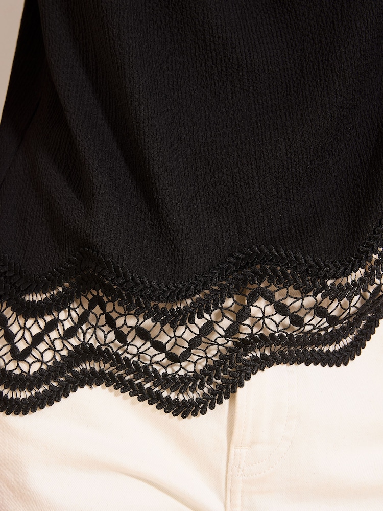 Lipsy Black Lace Hem Halter Neck Top - Image 2 of 5