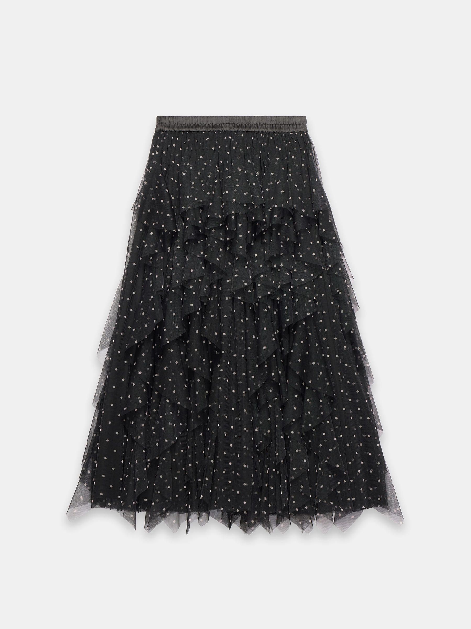 Buy Mint Velvet Black Polka Dot Tulle Midi Skirt from Next Luxembourg