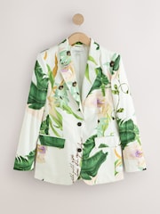 Floral Print Kew Gardens Single Breasted Blazer with Linen - Image 1 of 3