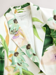 Floral Print Kew Gardens Single Breasted Blazer with Linen - Image 3 of 3