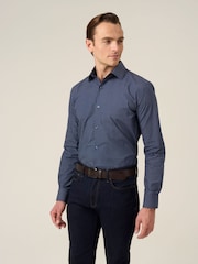 Skopes Blue Cotton Party Alpine Tree Print Tailored Fit Shirt - Image 1 of 6