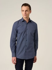 Skopes Blue Cotton Party Alpine Tree Print Tailored Fit Shirt - Image 2 of 6