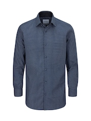 Skopes Blue Cotton Party Alpine Tree Print Tailored Fit Shirt - Image 6 of 6