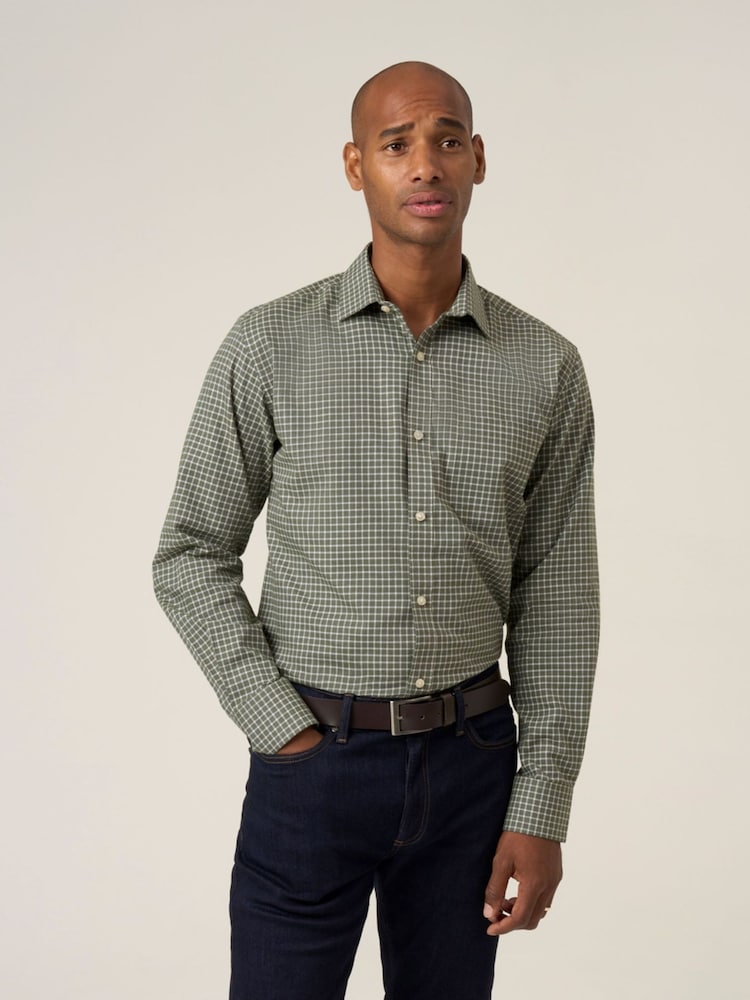 Skopes Green Cotton Casual Regular Fit Check Shirt - Image 1 of 6 Skopes Green Cotton Casual Regular Fit Check Shirt - Image 1 of 6