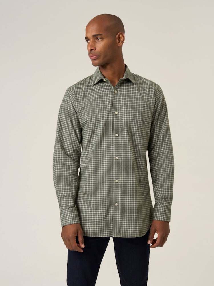 Skopes Green Cotton Casual Regular Fit Check Shirt - Image 2 of 6 Skopes Green Cotton Casual Regular Fit Check Shirt - Image 2 of 6