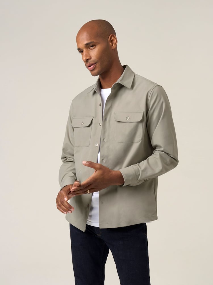 Gris - Skopes Casual Stretch Twill Overshirt - Imagen 1 de 6