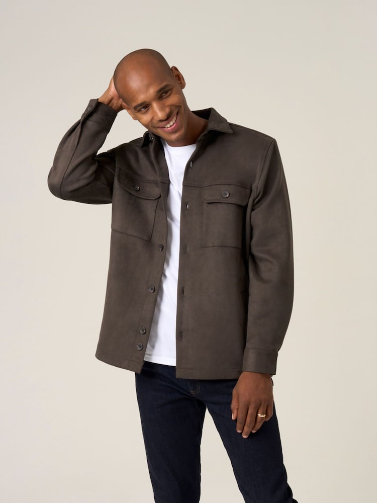 Skopes Brown Casual Faux Suede Shacket - Image 1 of 5 Skopes Brown Casual Faux Suede Shacket - Image 1 of 5
