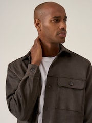Skopes Brown Casual Faux Suede Shacket - Image 4 of 5