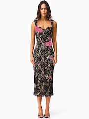 Elliatt Black Morgaine Lace Sweetheart Scalloped neckline Midi Dress - Image 1 of 5