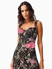 Elliatt Black Morgaine Lace Sweetheart Scalloped neckline Midi Dress - Image 2 of 5