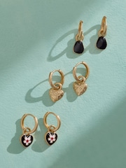 Gold Tone Tabitha Simmons X Next Charm Huggie Hoop Earrings 3 Pack - Image 1 of 5