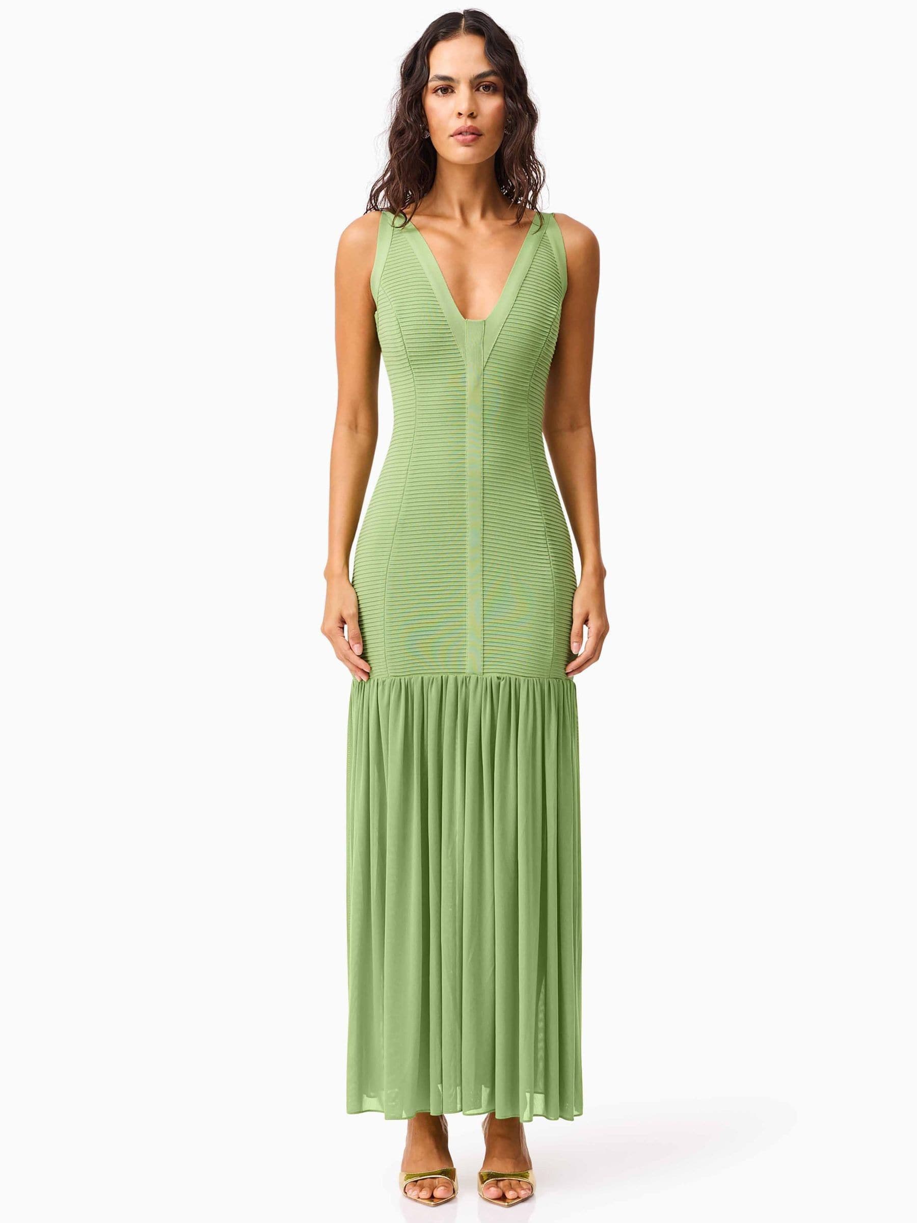 Buy Elliatt Green Seraphina V-Neck Bandage Maxi Dress from Next USA