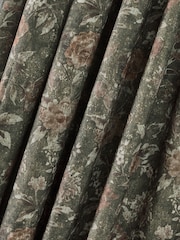 Green Heritage Floral Touch of Linen Pencil Pleat Lined Curtains - Image 5 of 5