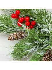 Homcom Green/White 60cm Prelit Christmas Wreath With 30 Warm White LEDs - Image 6 of 6