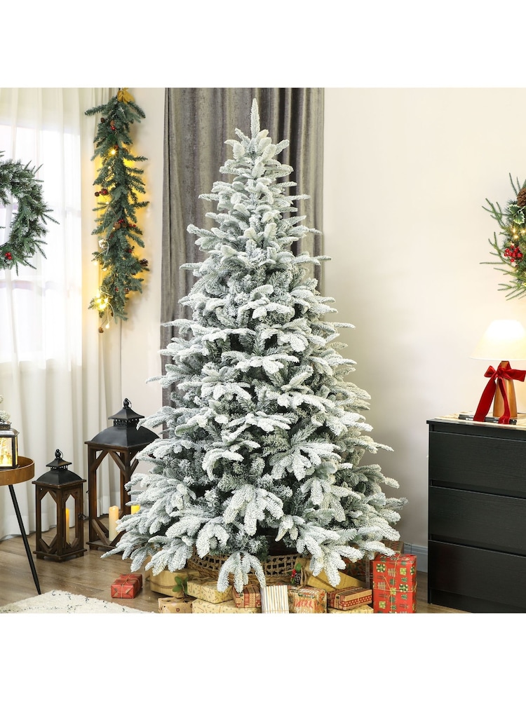 Homcom Green 7 ft Artificial Flocked Christmas Tree - Image 2 of 6 Homcom Green 7 ft Artificial Flocked Christmas Tree - Image 2 of 6